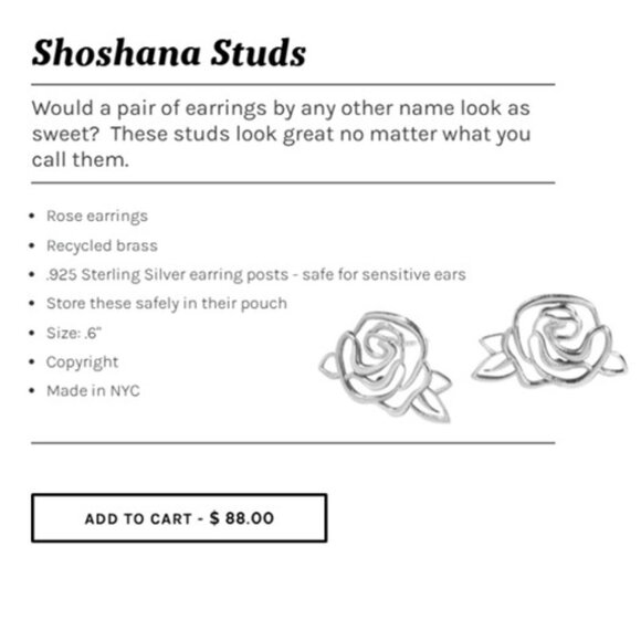 EACH JEWELS “Shoshana” Silver & Brass Rose Stud Earrings (NEW & BEAUTIFUL!) - Picture 5 of 5